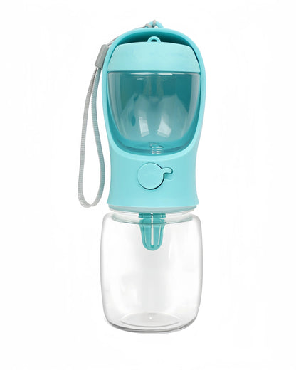 SnoutSip DuoFlow portable pet water and food bottle, aqua
